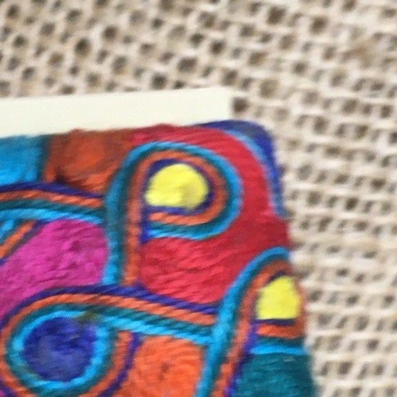 Multicolor Thread Clip Earrings As Is Abstract Embroidery Floss Retro BoHo - Picture 2 of 5